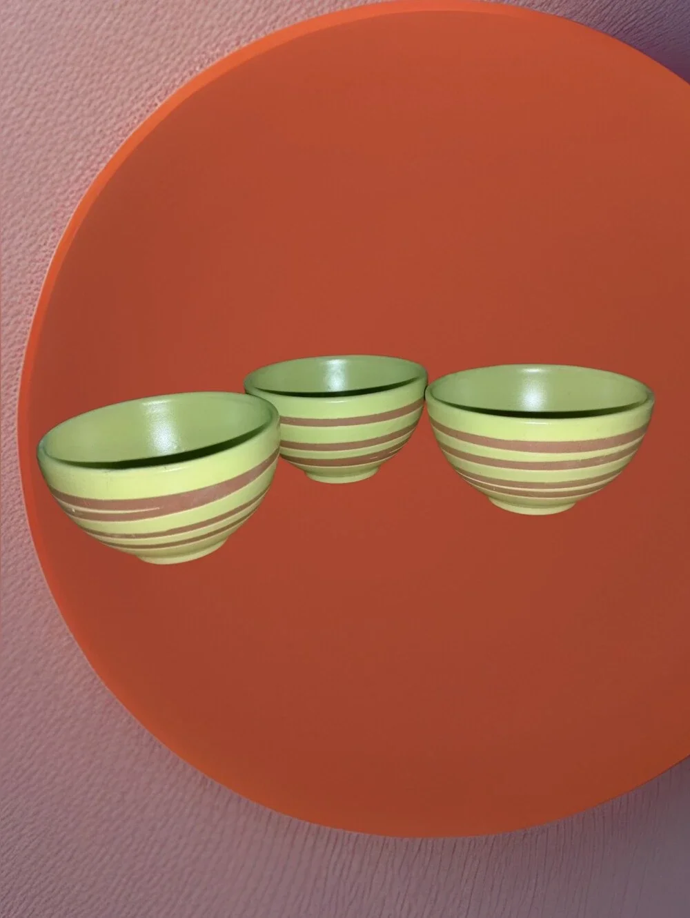 VINTAGE Starbucks Coffee Stoneware Swirl Bowls Green/Terracotta • Collectible